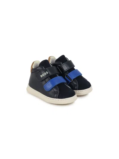 Bosswear Babies' Logo-embossed Leather Sneakers In Blue
