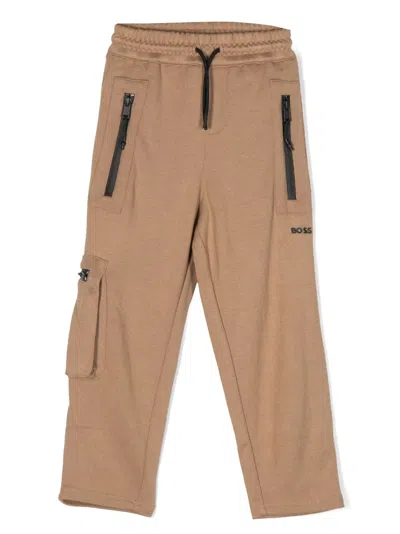Bosswear Kids' Logo-embossed Piqué Track Pants In Neutrals
