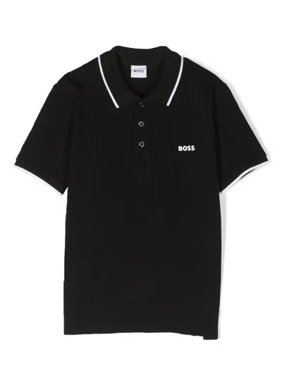 Bosswear Kids' Logo-embossed Polo Shirt In Black