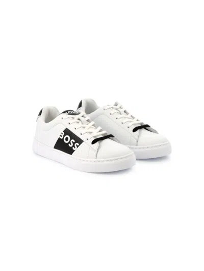 Bosswear Kids' Logo-embossed Sneakers In White