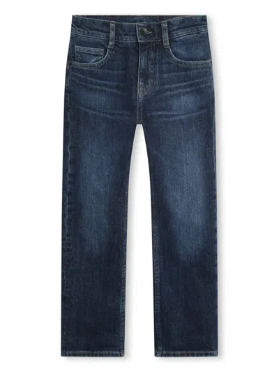 Bosswear Kids' Logo-embossed Straight-leg Jeans In Blue