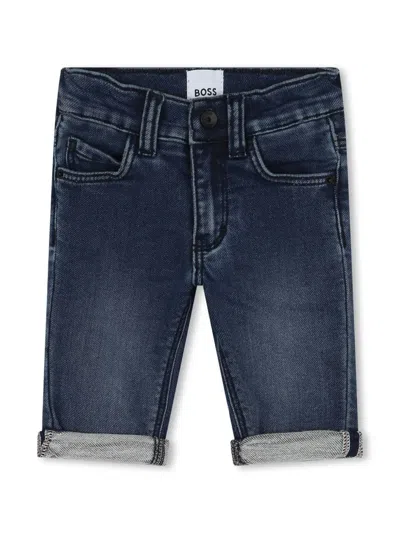 Bosswear Babies' Logo-embossed Straight-leg Jeans In Blue