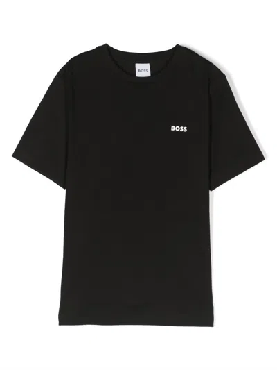 Bosswear Kids' Logo-embossed T-shirt In Black