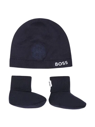 Bosswear Babies' Logo-embroidered Beanie (pack Of Two) In Blue