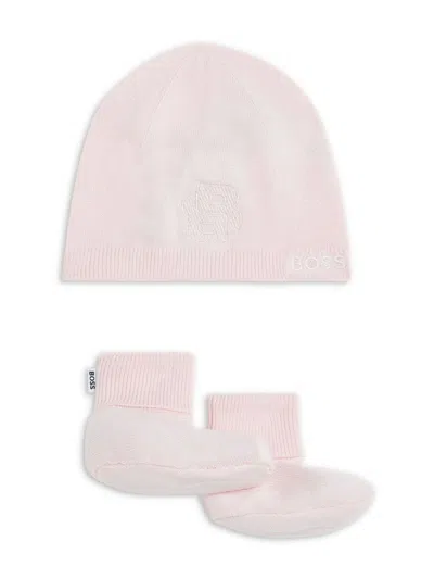 Bosswear Babies' Logo-embroidered Beanie (set Of Two) In Pink