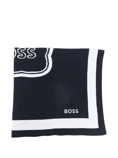 Bosswear Logo-embroidered Blanket In Blue