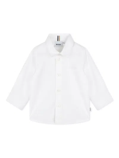 Bosswear Babies' Logo-embroidered Cotton Shirt In White