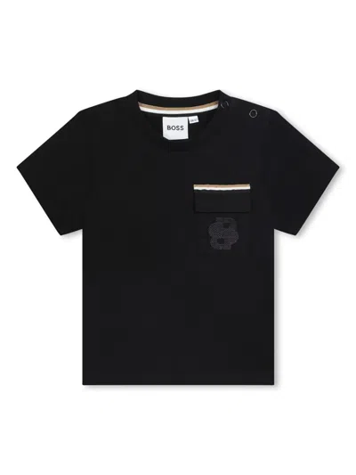 Bosswear Babies' Logo-embroidered Cotton T-shirt In Black