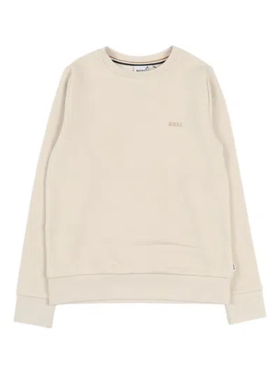 Bosswear Kids' Logo-embroidered Crew-neck Sweatshirt In Neutral