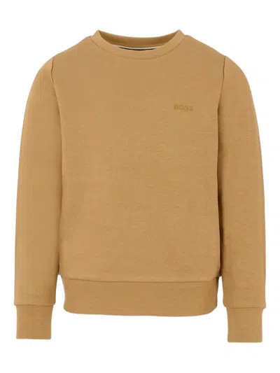 Bosswear Kids' Logo-embroidered Crew-neck Sweatshirt In Neutral
