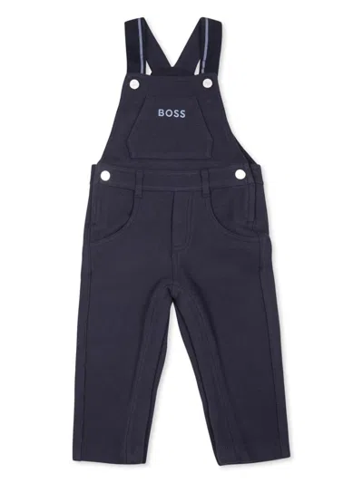 Bosswear Babies' Logo-embroidered Dungarees In Blue
