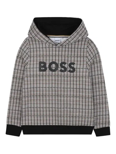 Bosswear Kids' Logo-embroidered Hoodie In Black