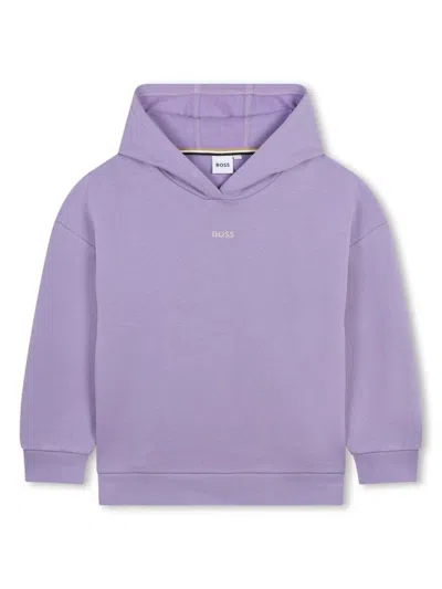 Bosswear Kids' Logo-embroidered Hoodie In Purple