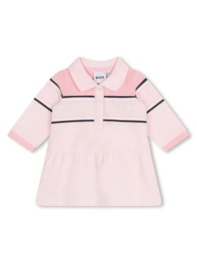 Bosswear Babies' Logo-embroidered Polo Dress In Pink