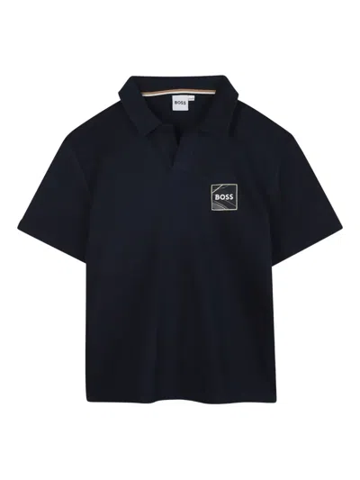 Bosswear Kids' Logo-embroidered Polo Shirt In Black