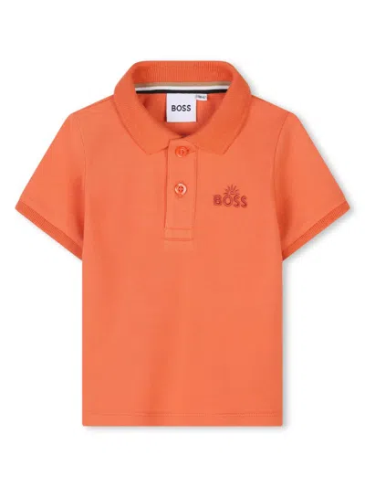 Bosswear Babies' Logo-embroidered Polo Shirt In Orange