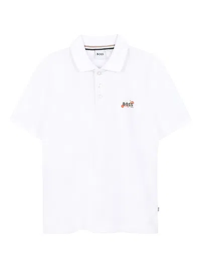 Bosswear Kids' Logo-embroidered Polo Shirt In White