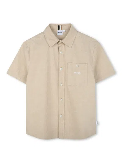 Bosswear Kids' Logo-embroidered Shirt In Nude