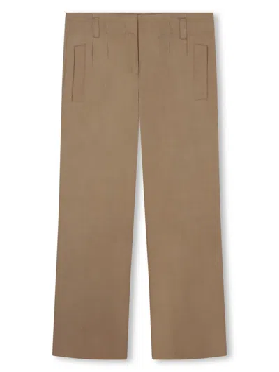 Bosswear Kids' Logo-embroidered Straight-leg Trousers In Brown