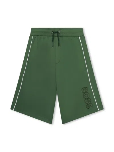 Bosswear Kids' Logo-embroidered Track Shorts In Green