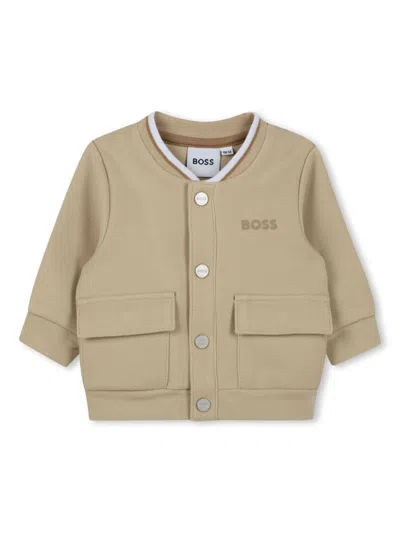 Bosswear Babies' Logo-embroidered Trousers Set In Neutrals