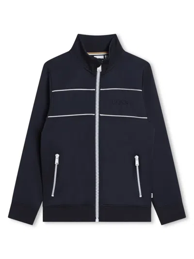Bosswear Kids' Logo-embroidered Zipped Jacket In Blue