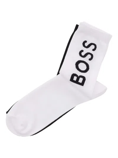 Bosswear Kids' Logo-intarsia Socks In White