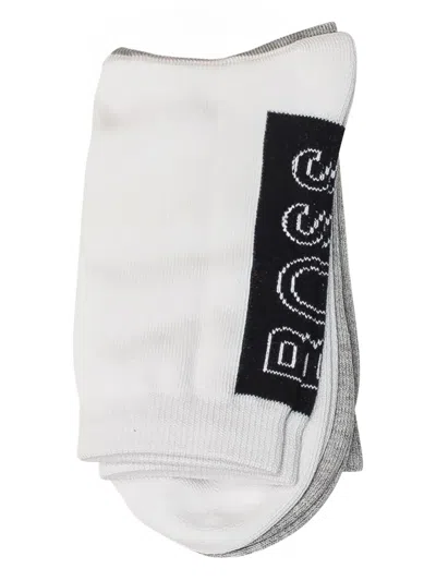 Bosswear Kids' Logo-jacquard Socks (pack Of Two) In White