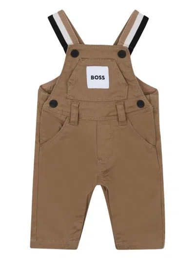 Bosswear Babies' Logo-patch Dungarees In Brown