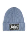 Bosswear Logo-patch Knitted Beanie In Blue