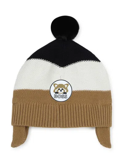 Bosswear Babies' Logo-patch Knitted Beanie In Neutrals