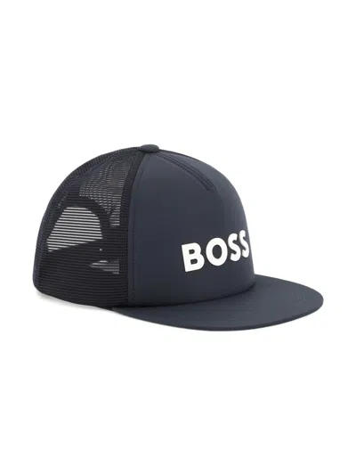 Bosswear Kids' Logo-patch Panelled Baseball Cap In Blue