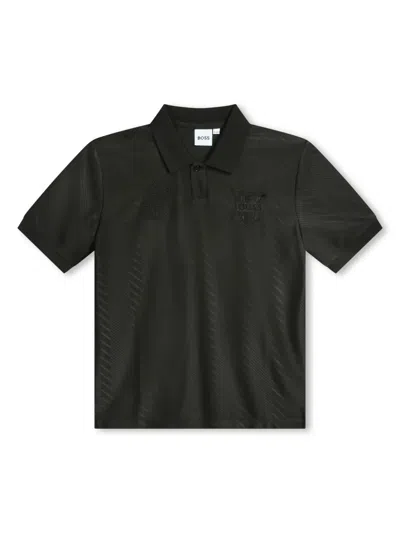 Bosswear Kids' Logo-patch Polo Shirt In Black