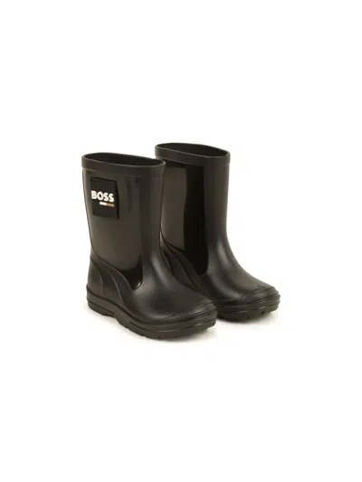 Bosswear Babies' Logo-patch Rain Boots In Black