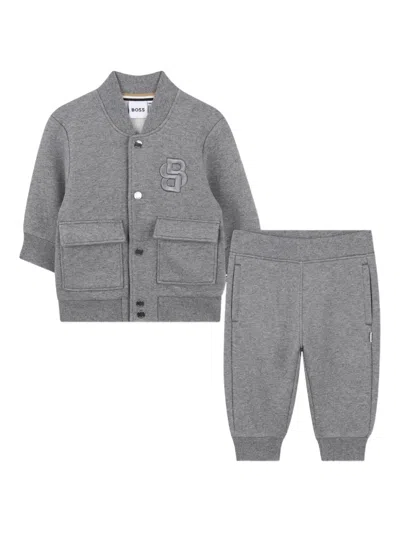 Bosswear Babies' Logo-patch Trouser Set In Gray