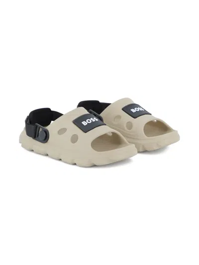 Bosswear Kids' Logo-plaque Sandals In Neutral