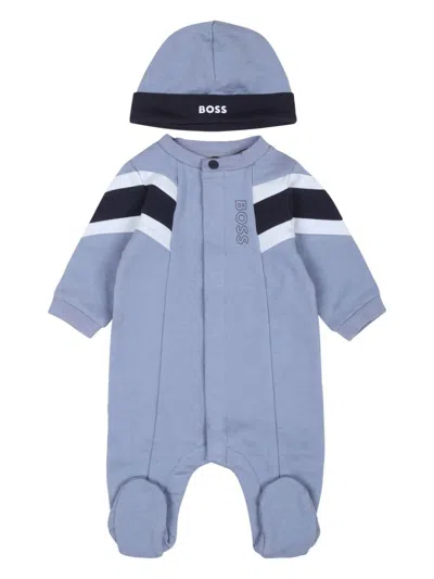 Bosswear Logo-print Babygrow Set In Blue
