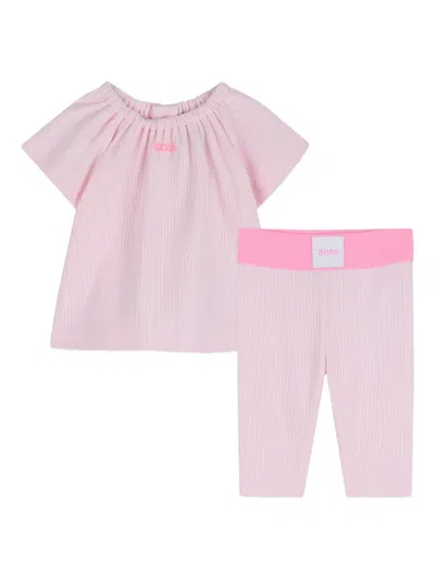 Bosswear Logo-print Babygrow Set In Pink