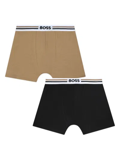 Bosswear Kids' Logo-print Cotton-blend Boxers (set Of Two) In 中性色