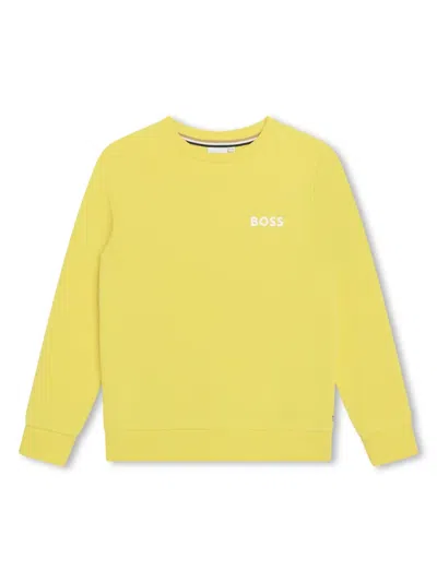 Bosswear Kids' Logo-print Cotton-blend Sweatshirt In Yellow