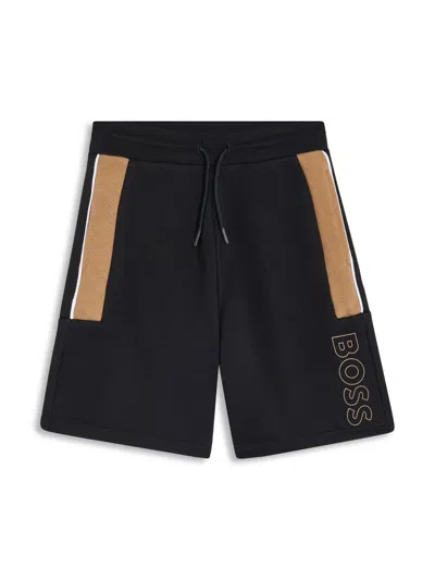 Bosswear Kids' Logo-print Cotton-blend Track Shorts In Black