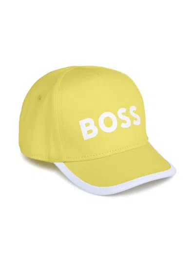 Bosswear Babies' Logo-print Cotton Cap In 黄色