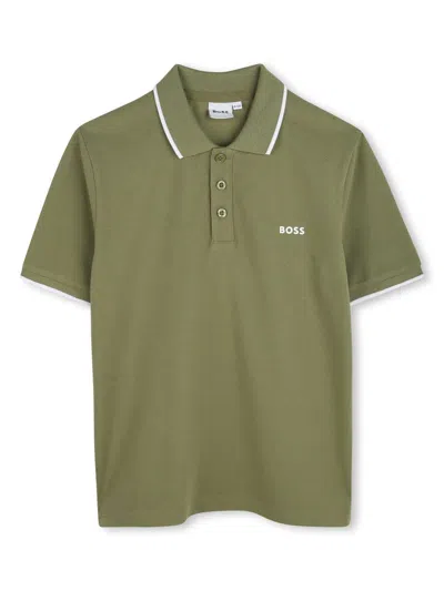 Bosswear Kids' Logo-print Cotton Polo Shirt In Green