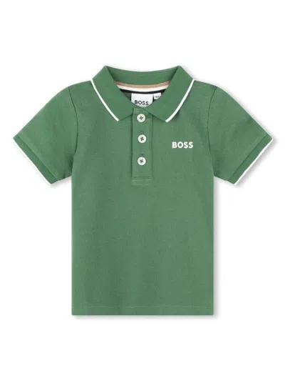 Bosswear Babies' Logo-print Cotton Polo Shirt In Green