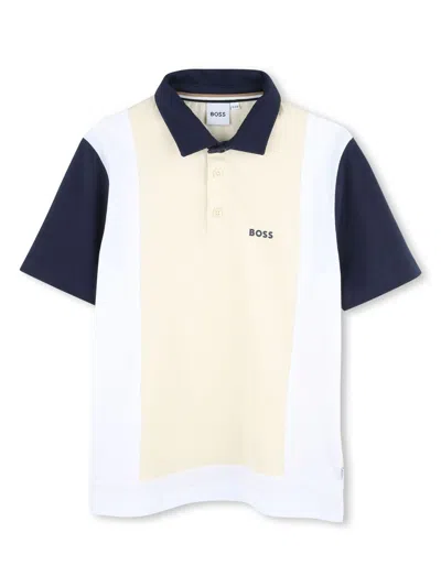 Bosswear Kids' Logo-print Cotton Polo Shirt In Neutrals