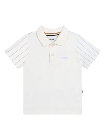 Bosswear Kids' Logo-print Cotton Polo Shirt In White