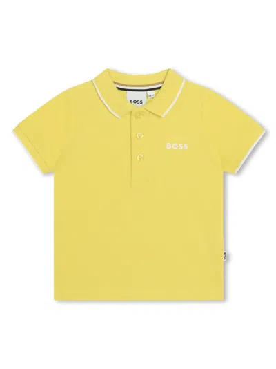 Bosswear Babies' Logo-print Cotton Polo Shirt In Yellow
