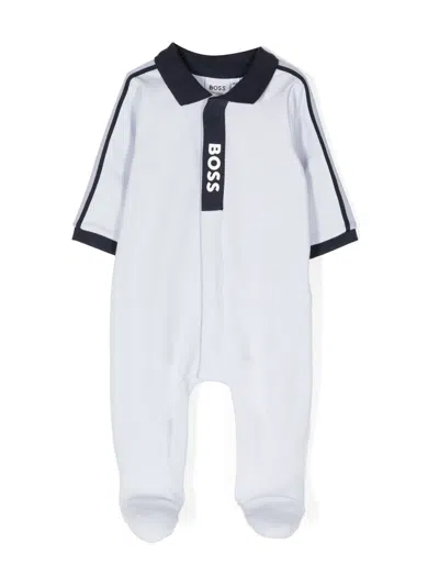 Bosswear Babies' Logo-print Cotton Pyjamas In Blue