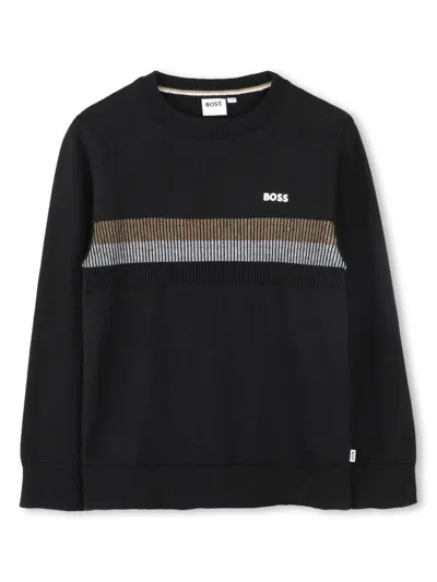 Bosswear Kids' Logo-print Cotton Sweatshirt In 黑色