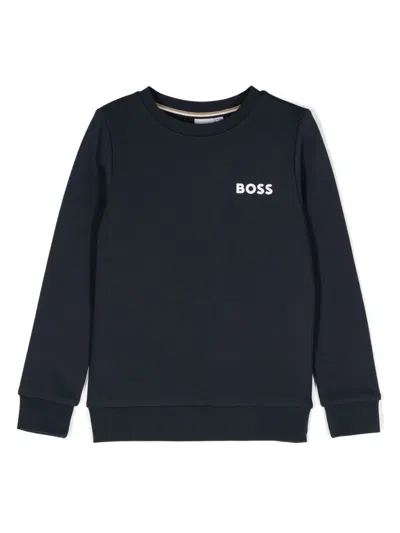Bosswear Kids' Logo-print Cotton Sweatshirt In Blue